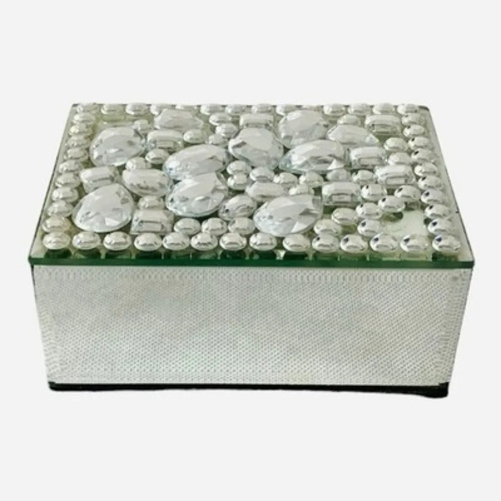 Rare 3D Crystal Drops Mirrored Jewelry Box 5